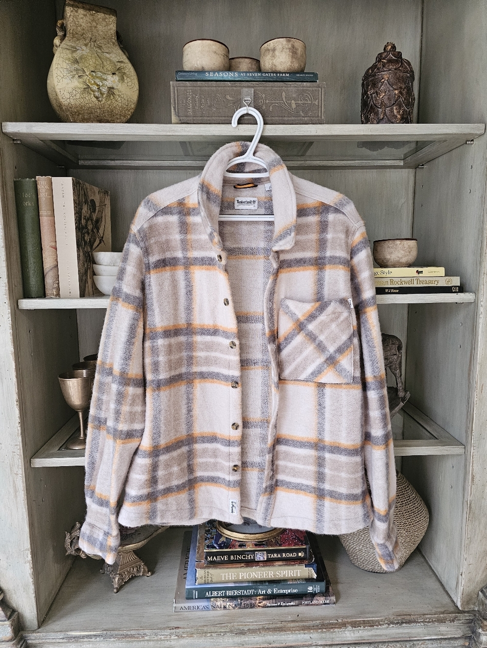 NWOT Timberland Wool Plaid Fleece Overshirt Jacket Shacket Western